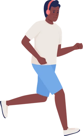 Homme athlétique portant des écouteurs  Illustration