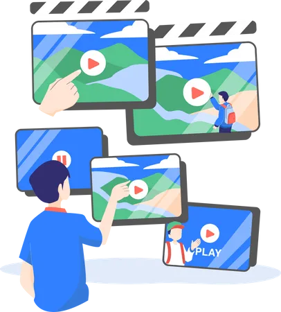 Homme en streaming vidéo  Illustration