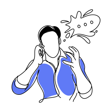 Homme stressé et parlant sur mobile  Illustration