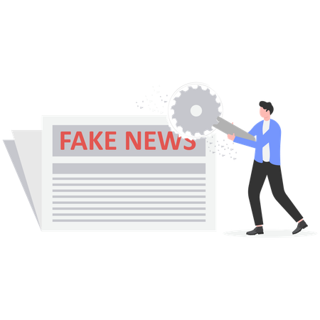 Un homme supprime les fausses nouvelles  Illustration