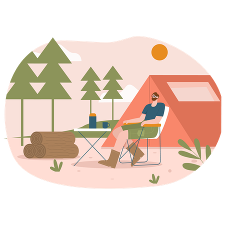 Homme en camping  Illustration