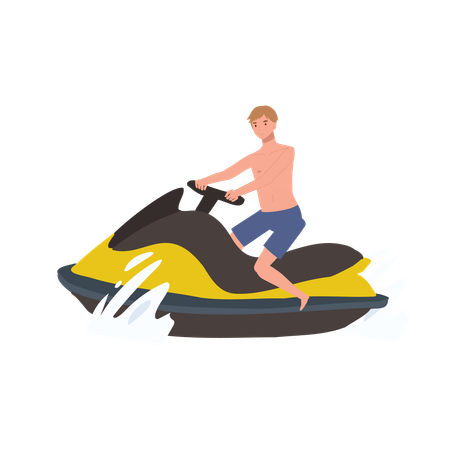 Homme sur jet ski  Illustration