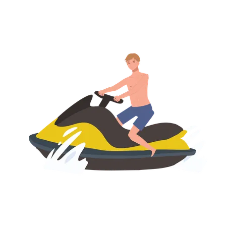 Homme sur jet ski  Illustration