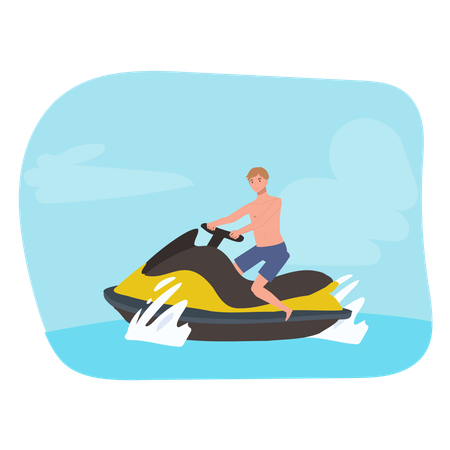 Un homme sur un jet ski a traversé le Sparkling à toute vitesse  Illustration