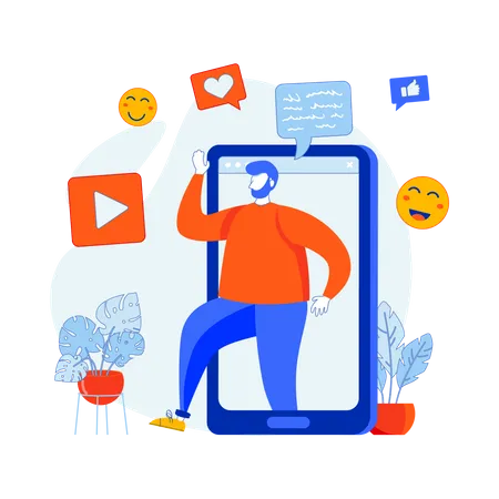 Homme sur les réseaux sociaux  Illustration