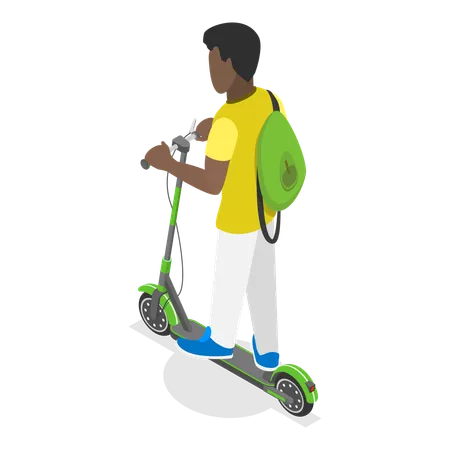 Homme faisant du vélo électrique  Illustration