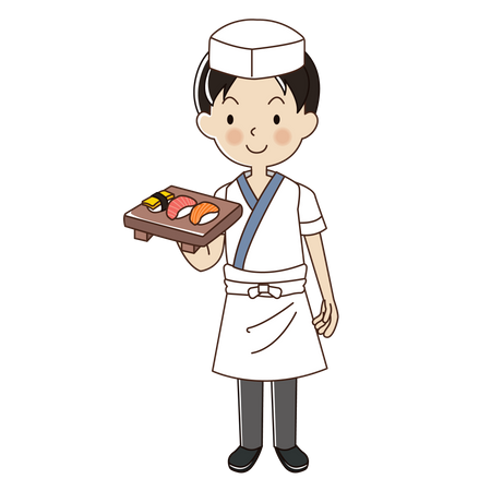 Homme, chef sushi  Illustration