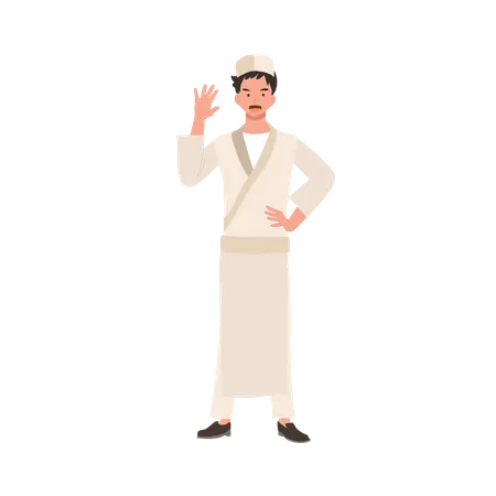 Chef de sushi masculin disant bonjour  Illustration
