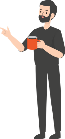 Homme tenant un café  Illustration