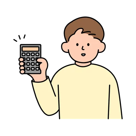 Homme tenant une calculatrice  Illustration