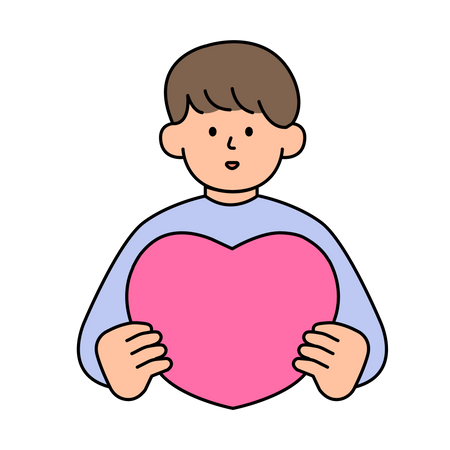 Homme tenant coeur  Illustration
