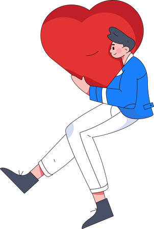 Homme tenant coeur  Illustration
