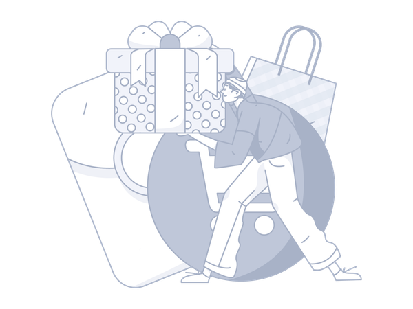 Homme tenant une boîte cadeau  Illustration