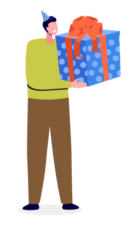 Homme tenant une boîte cadeau  Illustration