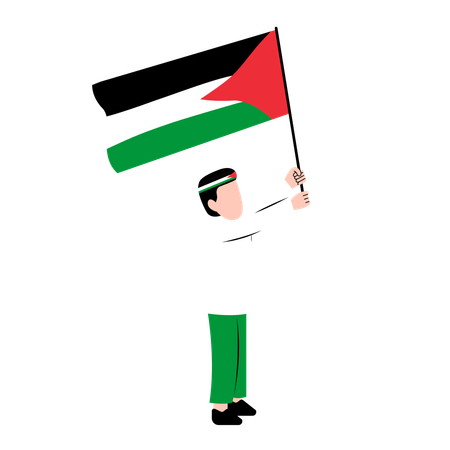 Homme tenant le drapeau de la Palestine  Illustration