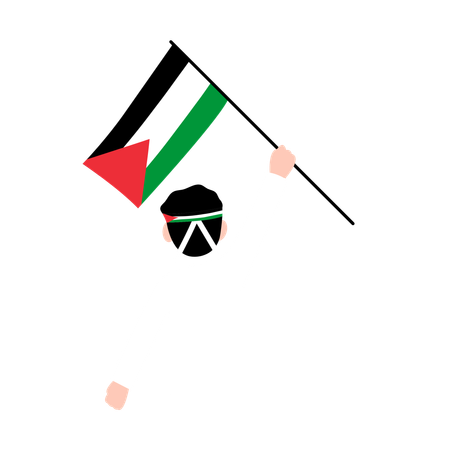 Homme tenant le drapeau de la Palestine  Illustration