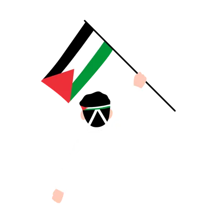 Homme tenant le drapeau de la Palestine  Illustration