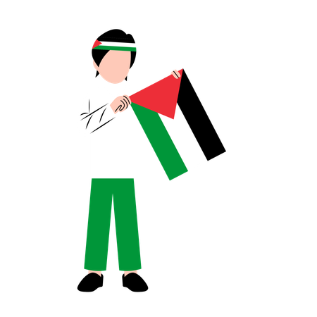 Homme tenant le drapeau de la Palestine  Illustration