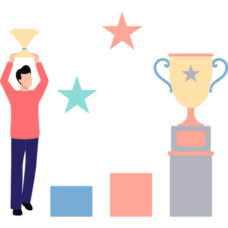 Homme tenant un trophée  Illustration