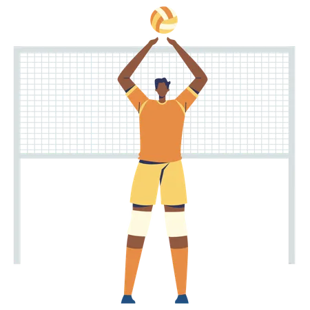 Homme tenant un volley-ball  Illustration