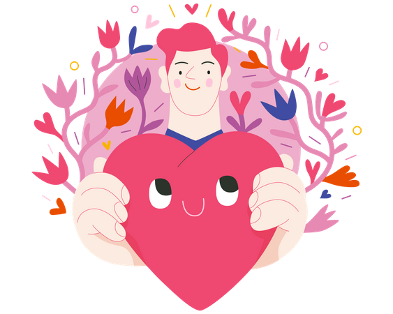Homme tenant un coeur  Illustration
