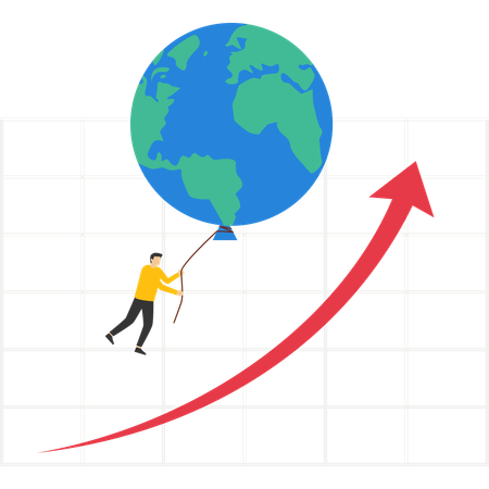 Homme tenant un ballon globe  Illustration