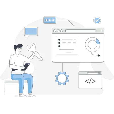 Homme tenant un outil de réparation  Illustration