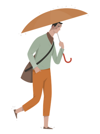 Homme tenant un parapluie  Illustration