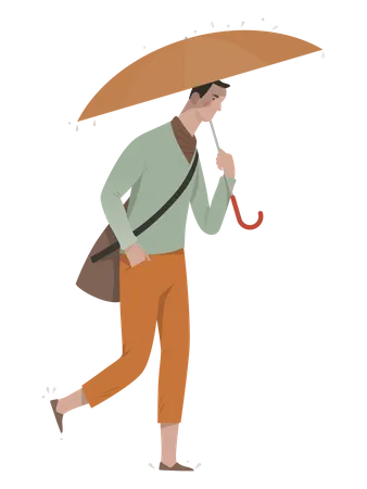 Homme tenant un parapluie  Illustration