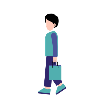 Homme tenant un sac à provisions  Illustration