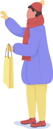 Homme tenant un sac à provisions  Illustration