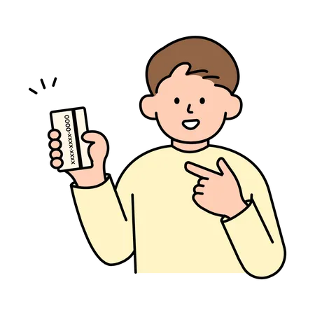 Homme tenant une carte de crédit  Illustration