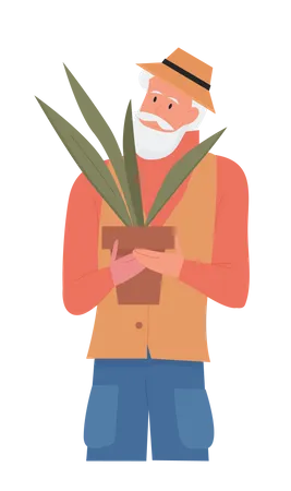 Homme tenant une plante  Illustration