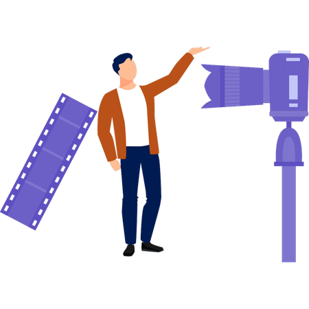 Homme tirant avec son appareil photo  Illustration