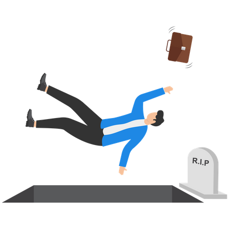 Homme tombant dans le tombeau  Illustration