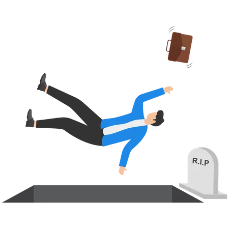 Homme tombant dans le tombeau  Illustration