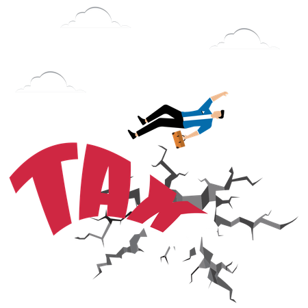 Un homme tombe d'une taxe  Illustration