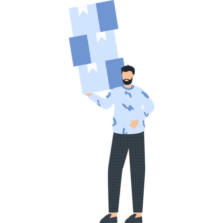 Homme portant des boîtes  Illustration