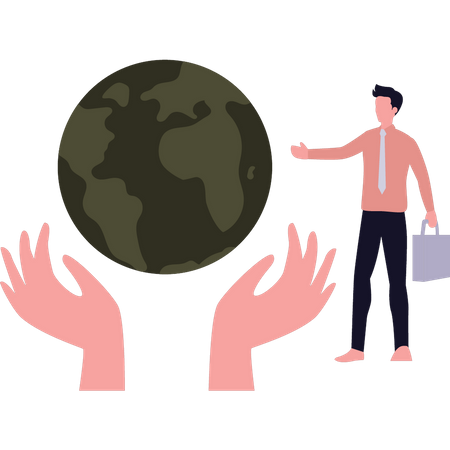 Homme travaillant à l’international  Illustration