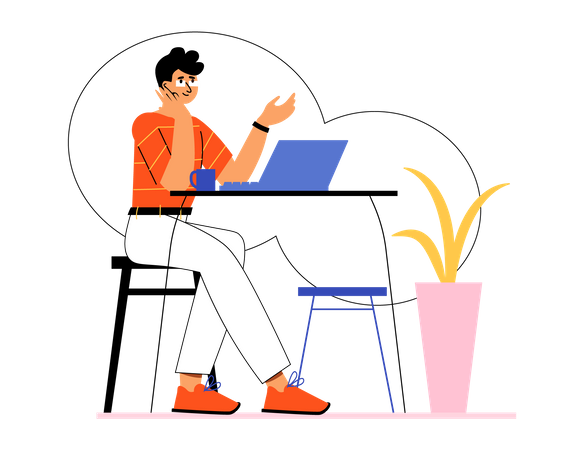 Homme travaillant au bureau  Illustration