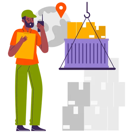 Homme travaillant dans un service d'import-export  Illustration