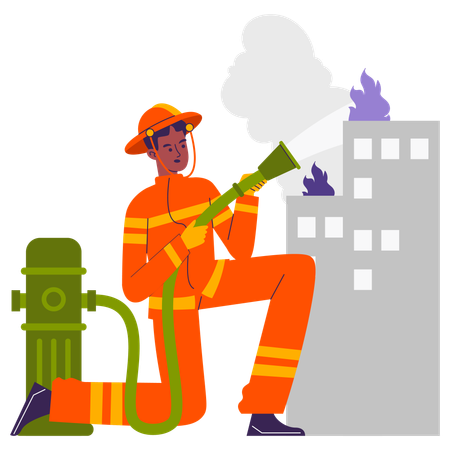 Homme travaillant avec des bouches d'incendie  Illustration