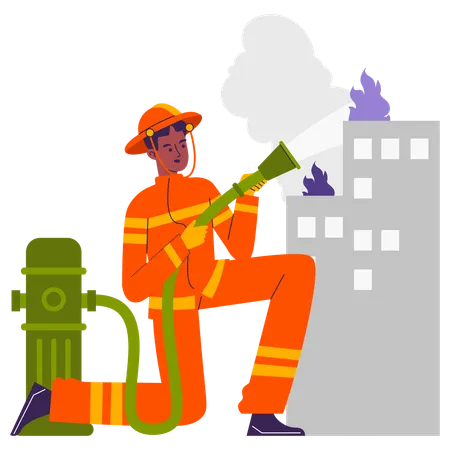 Homme travaillant avec des bouches d'incendie  Illustration