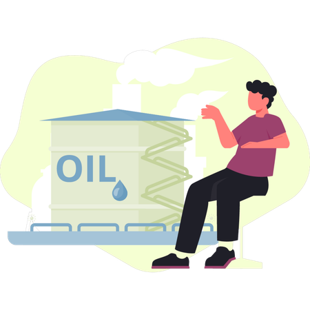 Homme travaillant dans l'industrie de production pétrolière  Illustration