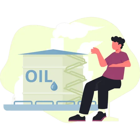 Homme travaillant dans l'industrie de production pétrolière  Illustration