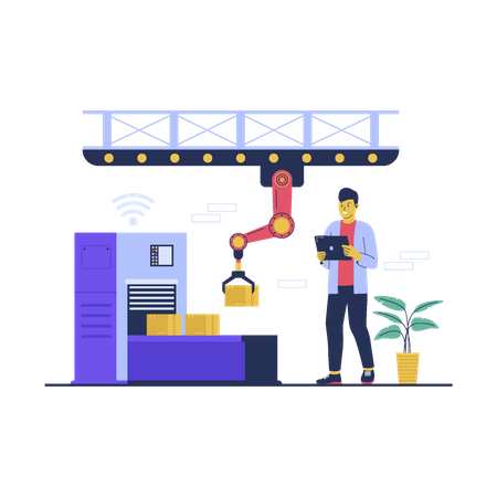 Homme travaillant dans l’industrie manufacturière  Illustration