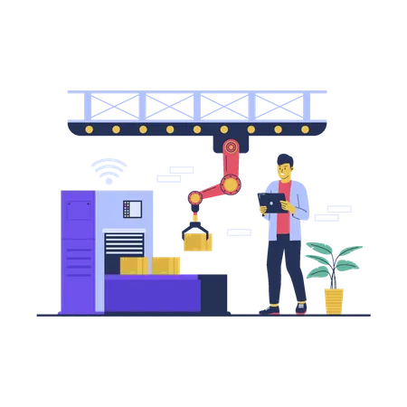 Homme travaillant dans l’industrie manufacturière  Illustration