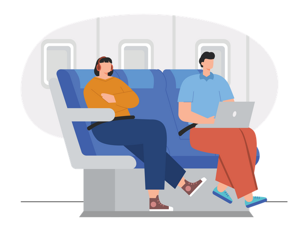 Homme travaillant dans un avion  Illustration