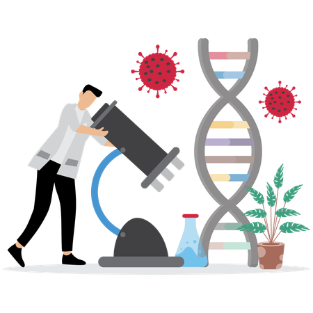 Homme travaillant dans un laboratoire de recherche en biotechnologie  Illustration