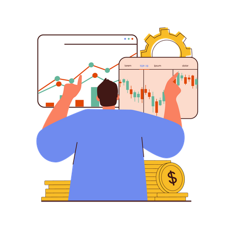 Homme travaillant en bourse  Illustration